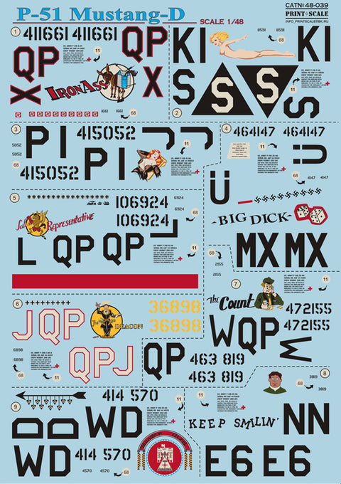 Print Scale 48-039 1/48 P-51 Mustang-D WWII USAAF 48-039 Scale 1/48 The complete set 2 leaf