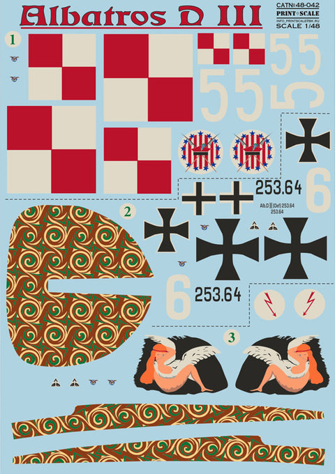 Print Scale 48-042 1/48 Albatros D.III The complete set 2 leaf