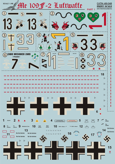 Print Scale 48-048 1/48 Messershmit Me-109 F2 Part 1