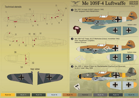 Print Scale 48-052 1/48 Me 109 F-4 Luftwaffe Part 1 48-052 Scale 1/48