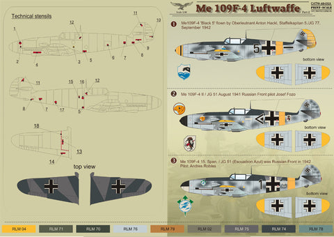 Print Scale 48-053 1/48 Me 109 F-4 Luftwaffe Part 2 48-053 Scale 1/48