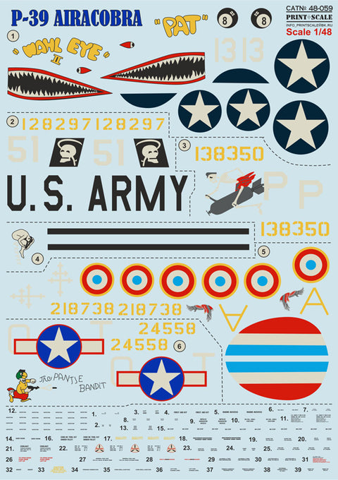 Print Scale 48-059 1/48 Р-39 Airacobra