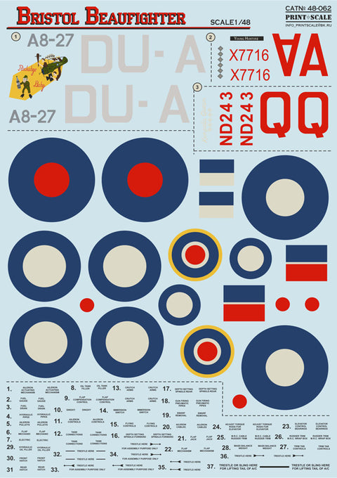 Print Scale 48-062 1/48 Bristol Beaufighter