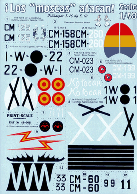 Print Scale 48-067 1/48 Los Moscas atakan!» I-16 in Spain