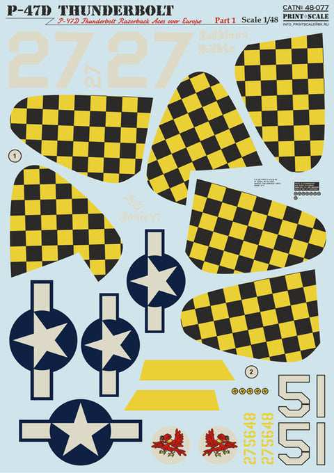 Print Scale 48-077 1/48 P-47D Thunderbolt Razorback Aces over Europe Part 1