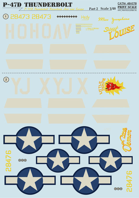 Print Scale 48-078 1/48 P-47D Thunderbolt Razorback Aces over Europe Part 2