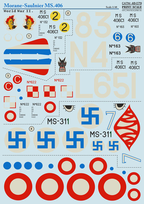 Print Scale 48-079 1/48 Morane-Saulnier MS.406