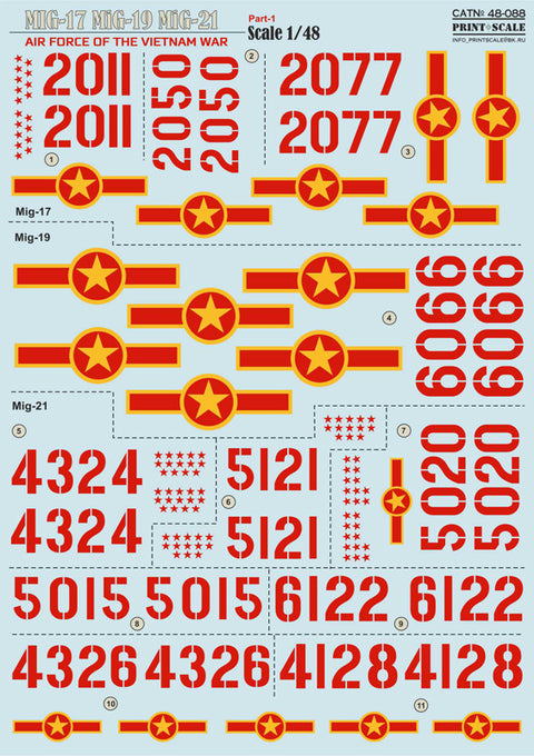 Print Scale 48-088 1/48 North Vietnamese MIGs (Mig 17 Mig 19 Mig 21) of the Vietnam War Part 1