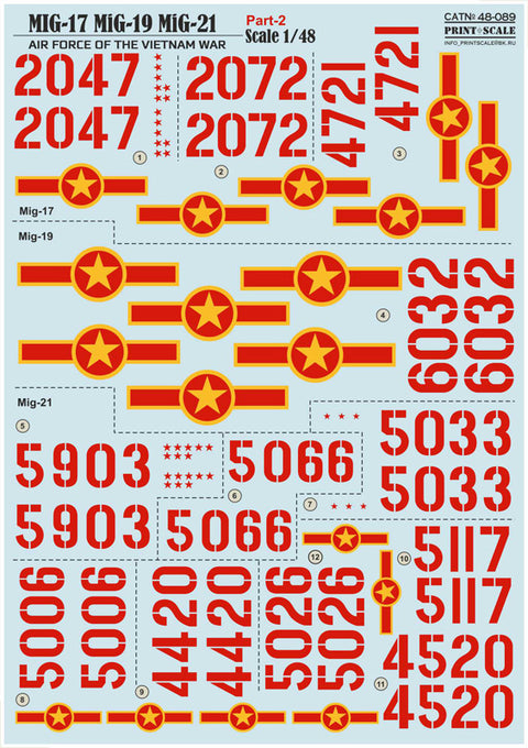 Print Scale 48-089 1/48 North Vietnamese MIGs (Mig 17 Mig 19 Mig 21) of the Vietnam War Part 2