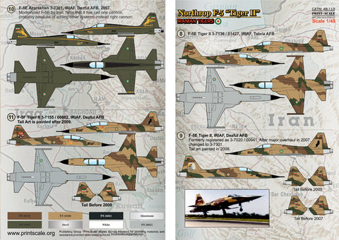 Print Scale 48-113 1/48 Northrop F5 "Tiger II" Iranian Tigers Part 1
