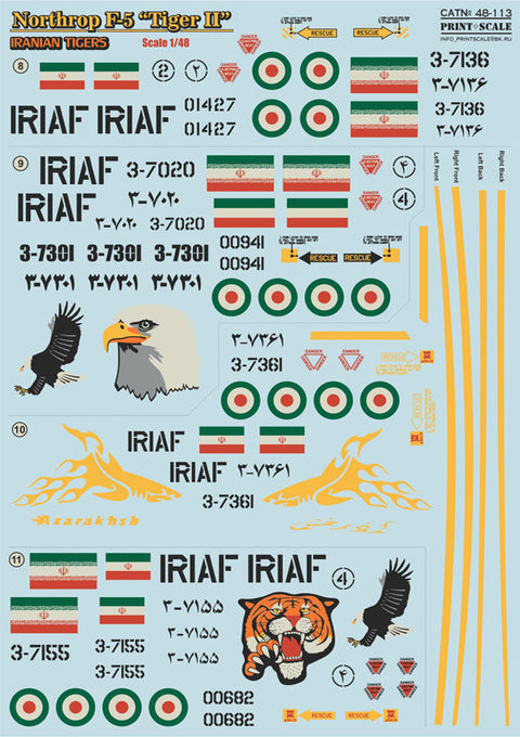 Print Scale 48-113 1/48 Northrop F5 "Tiger II" Iranian Tigers Part 1