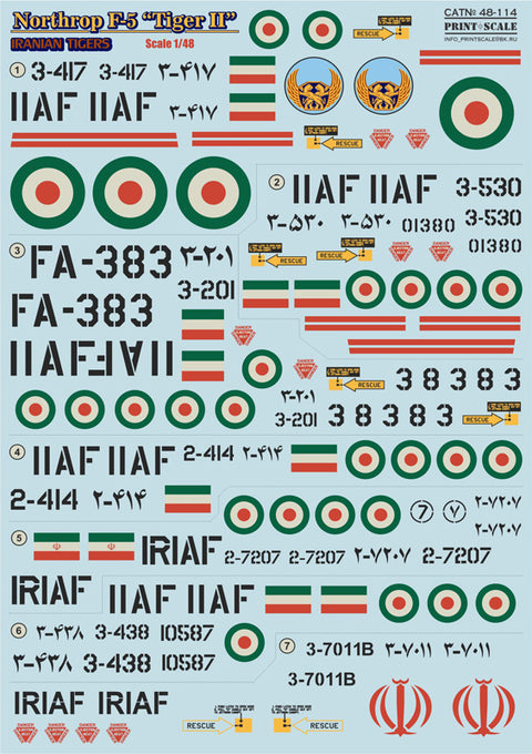 Print Scale 48-114 1/48 Northrop F5 "Tiger II" Iranian Tigers Part 2