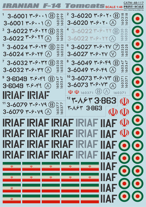 Print Scale 48-117 1/48 Iranian Tomcat F-14 The complete set 2 leaf