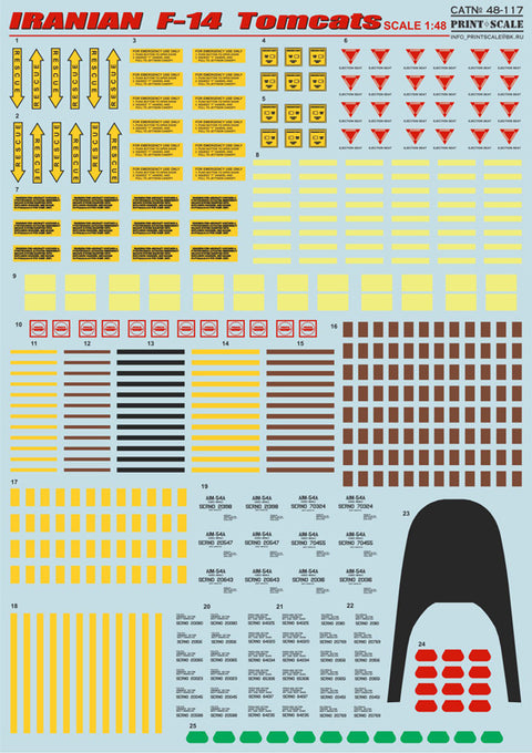 Print Scale 48-117 1/48 Iranian Tomcat F-14 The complete set 2 leaf