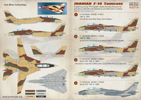 Print Scale 48-117 1/48 Iranian Tomcat F-14 The complete set 2 leaf