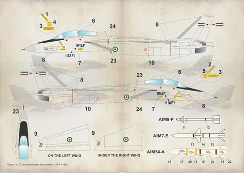 Print Scale 48-117 1/48 Iranian Tomcat F-14 The complete set 2 leaf