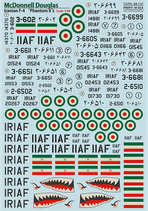 Print Scale 48-131 1/48 Iranian F-4 Phantom In the complete set 1,5 sheets