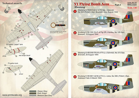 Print Scale 48-132 1/48 P-51 Mustang V1 Flying Bomb Aces Part 1