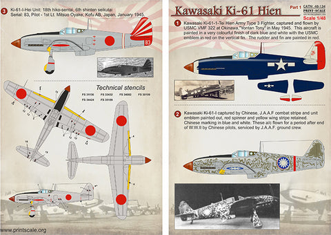 Print Scale 48-134 1/48 Kawasaki Ki-61 Hien Part 1