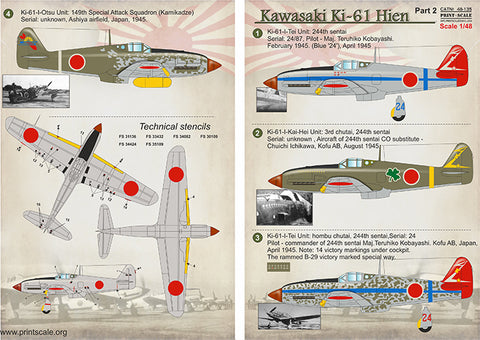 Print Scale 48-135 1/48 Kawasaki Ki-61 Hien Part 2