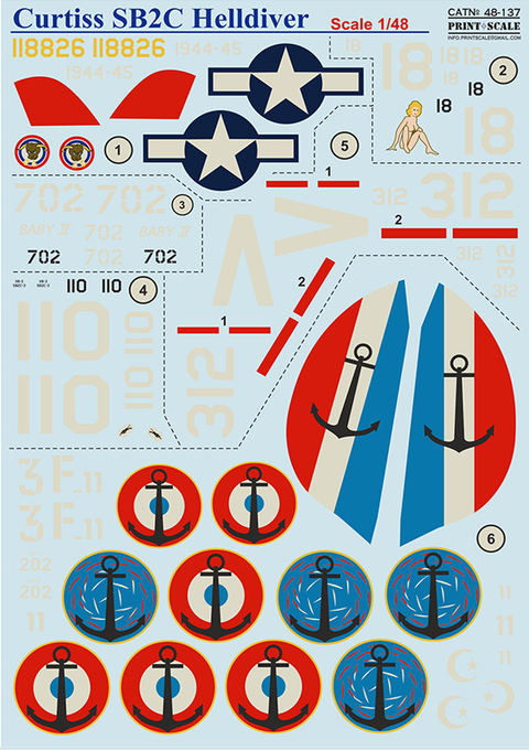 Print Scale 48-137 1/48 Curtiss SB2C Helldiver The complete set 1,5 leaf