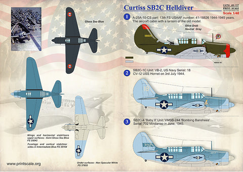 Print Scale 48-137 1/48 Curtiss SB2C Helldiver The complete set 1,5 leaf