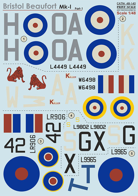 Print Scale 48-140 1/48 Bristol Beaufort Mk I