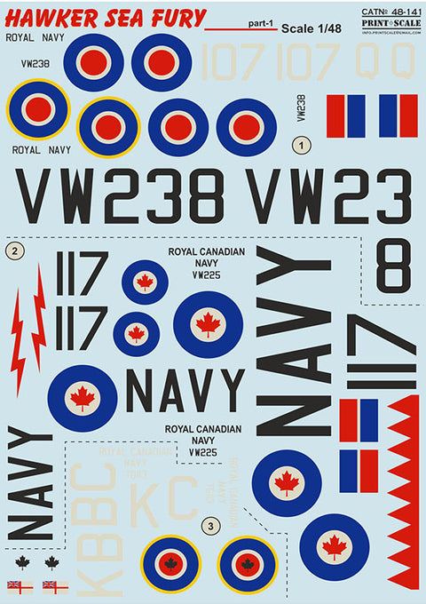 Print Scale 48-141 1/48 Hawker Sea Fury Part 1 The complete set 1,5 leaf