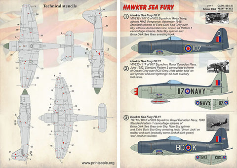Print Scale 48-141 1/48 Hawker Sea Fury Part 1 The complete set 1,5 leaf