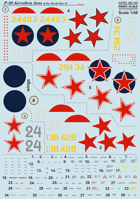 Print Scale 48-143 1/48 Р-39 Aircobra Aces of the World War II Part 2