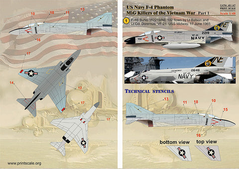 Print Scale 48-147 1/48 US NAVY F-4 Phantom in Viet Nam War Part 1