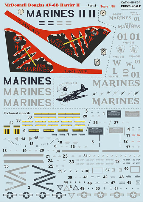 Print Scale 48-154 1/48 Mc Donnel Douglas AV-8B Harrier II Part 2