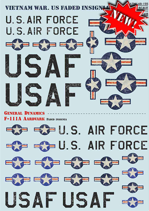 Print Scale 48-155 1/48 Vietnam War. US Faded Insignia The complete set 2 leaf