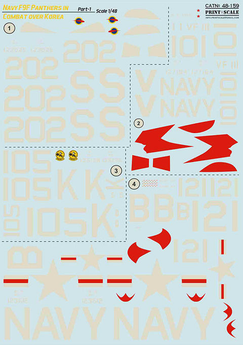 Print Scale 48-159 1/48 Navy F9F-2 -3 Panthers in Combat over Korea Part 1