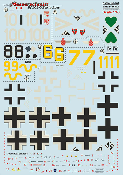 Print Scale 48-162 1/48 BF 109 G High Altitude Aces