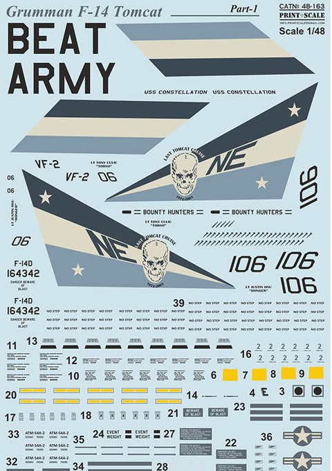 Print Scale 48-163 1/48 Grumman F-14 Tomcat Part 1 The complete set 1,5 leaf