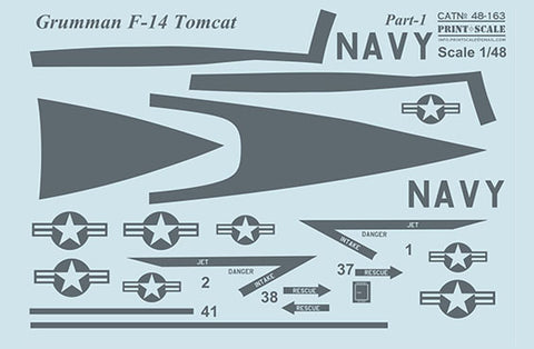 Print Scale 48-163 1/48 Grumman F-14 Tomcat Part 1 The complete set 1,5 leaf