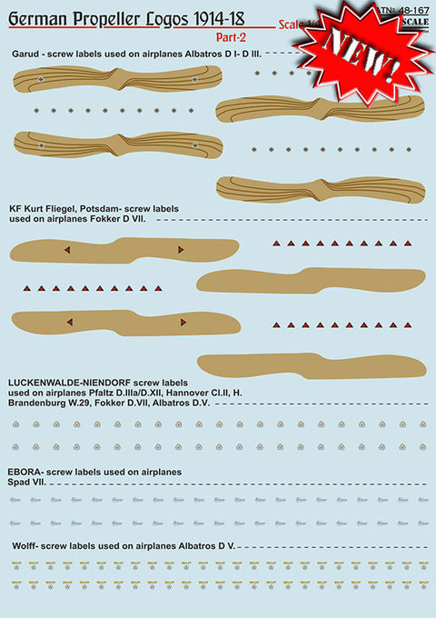 Print Scale 48-167 1/48 Logos of German propellers of World War 1 Part 2