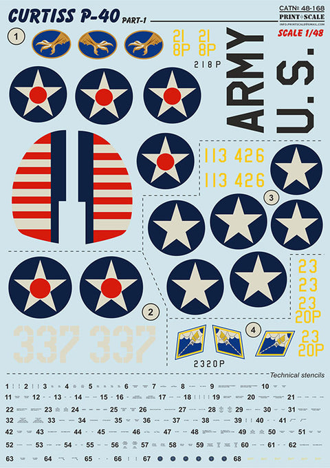 Print Scale 48-168 1/48 Curtiss P-40 C, CU. Part 1