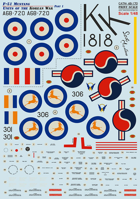 Print Scale 48-170 1/48 F-51 Mustang. Units of the Korean War. Part 1
