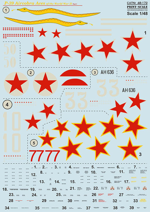 Print Scale 48-172 1/48 Р-39 Aircobra Aces of the World War II Part 1