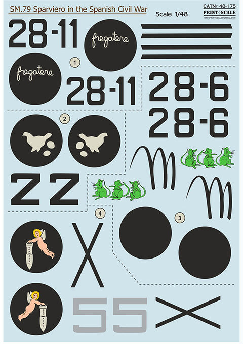 Print Scale 48-175 1/48 SM-79 Sparviero in the Spanish Civil War. The complete set 2 leaf