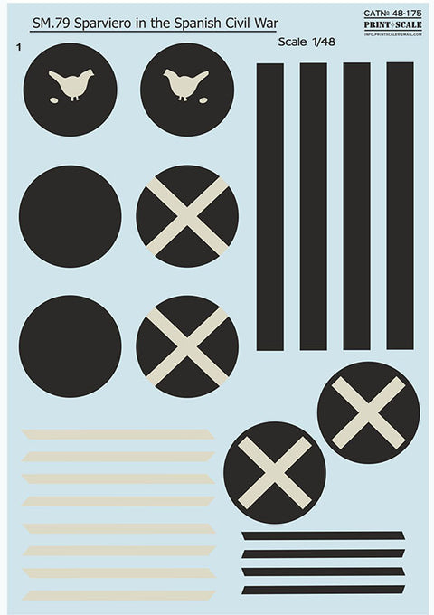 Print Scale 48-175 1/48 SM-79 Sparviero in the Spanish Civil War. The complete set 2 leaf