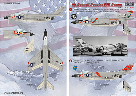 Print Scale 48-181 1/48 Douglas F3F Demon Part 1 The complete set 2 leaf
