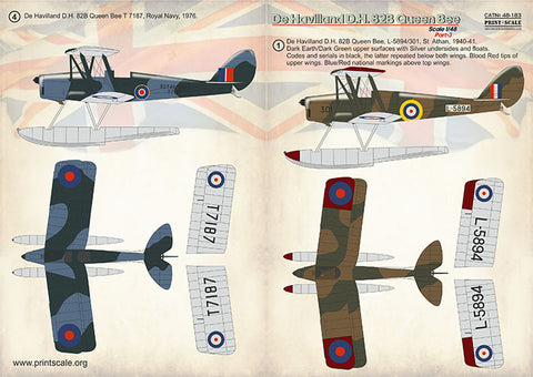 Print Scale 48-183 1/48 De Havilland D.H.82b Queen Bee
