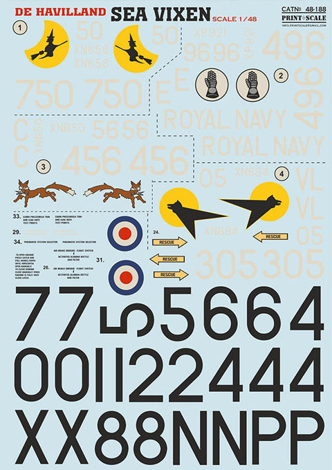 Print Scale 48-188 1/48 De Havilland Sea Vixen The complete set 2 leaf
