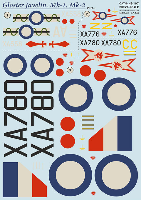 Print Scale 48-197 1/48 Gloster Javelin Part 1 The complete set 2 leaf