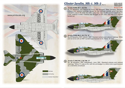 Print Scale 48-197 1/48 Gloster Javelin Part 1 The complete set 2 leaf
