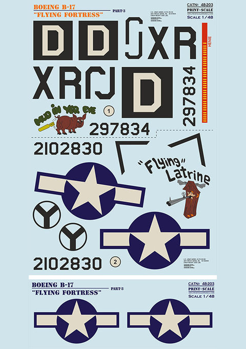 Print Scale 48-203 1/48 Boeing B-17 Flying Fortress Part 3 The complete set 1,5 leaf