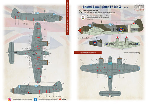 Print Scale 48-212 1/48 Beaufighter Mk.X Part 2 (with 3D decal Instrument panel)
